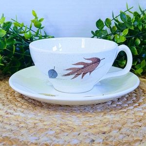 Vtg MCM California Franciscan Earthenware Autumn Pottery Dinnerware Cup & Saucer